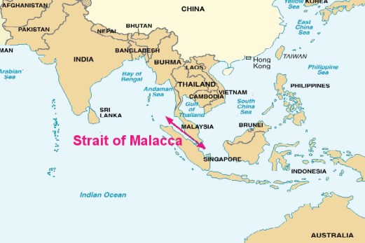 Strait of Malacca, courtesy of Wikimedia Commons.